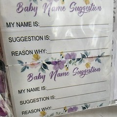 Baby Shower Butterfly Floral Theme Name Suggestion Set Standing Sign & 50 Ticket