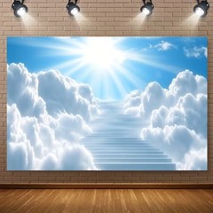 Blue Sky White Clouds Backdrop Photo Background Birthday Baby Shower Party Decor
