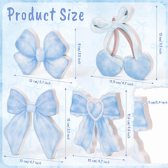 Watercolor Bow Tiered Tray Centerpieces – 4Pcs Blue Vintage Bow Cherry Wooden Ta