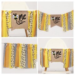 Bee Theme High Chair Banner – Happy Bee Day 1st Birthday Decoration for Boys …