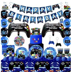 Video Game Birthday Decorations For Boys + 16 Guests Plates Napkin Cups Cutlery