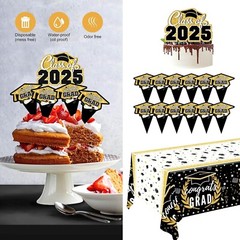 Class of 2025 Banner Backdrop | Graduation Party Decorations 2025 Black and Go..