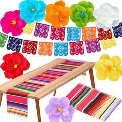 10 Pcs Mexican Party Decoration Fiesta Papel Picado Banner Mexican Table Runn…