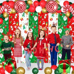 136 Pcs Merry Christmas Party Decorations Set Christmas Candy Foil Fringe Cur…