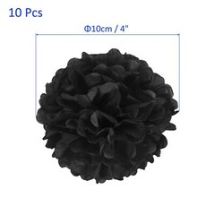 Black Tissue Pom Poms 10 Pack 4 Inches Wedding Birthday Party Decoration