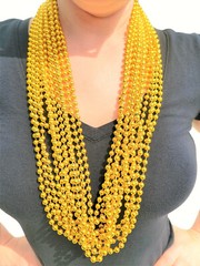 33″ Round Metallic Gold Beads Mardi Gras Necklaces (12 Pack) Sparkly, Shiny