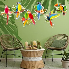 6 Pieces Hawaiian Tropical Parrot Honeycomb Decorations, Luau Party Decorations