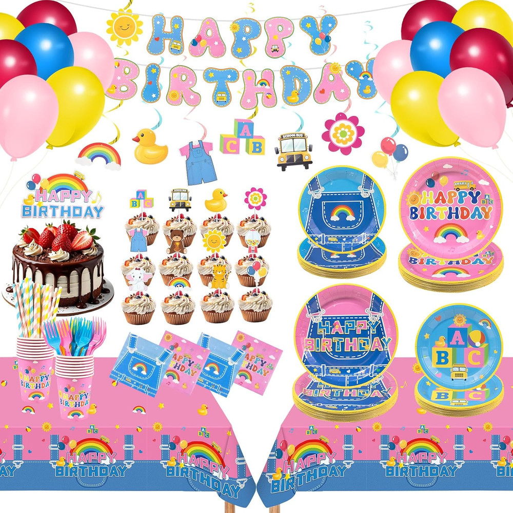 192 Pcs Cartoon Teacher Party Decorations Tableware Set,English Teacher Birthday