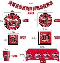 Complete 2026 Graduation Decor – 265 Disposable Pieces for Memorable Parties