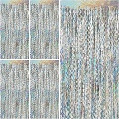 Tinsel Foil Fringe Curtains Wavy Backdrop Parties Sparkle Metallic Wavy Foil