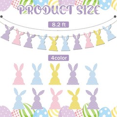 Cinnvoice Wooden Easter Bunny Rabbit Banner Vintage Rustic Rabbit Beads Garla…