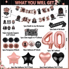 Death to My 30s Decorations 40th Birthday Decorations for Her Black and Rose …