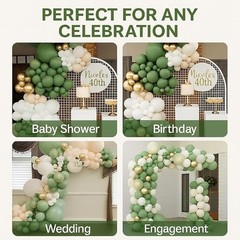 143PCS Olive Green Balloon Arch Kit for Elegant Gender Neutral Party Decorations