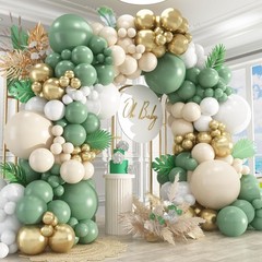 412Pcs Sage Green White Sand Gold Balloons Garland Arch Kit,18 12 10 5 Inch D…