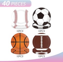 Sports Themed Party Decorations,40Pcs Sports Party Plates,7Inch – Baseball