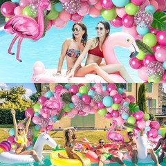 142Pcs Tropical Flamingo Balloons Garland Arch Kit, 40″ Flamingo Balloons Hot…