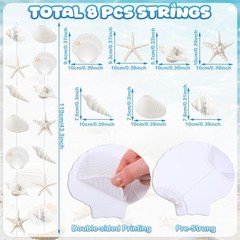 8 Pcs Summer Seashell Birthday Party Decorations Starfish Sea Shell Banner Oc…