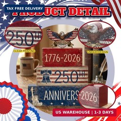 Gerrii 4 Pcs 250th Anniversary Decorations, 4th of July Table Decor, Patriotic W