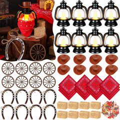 Arrowbash 73 Pcs Western Party Decoration Mini Cowboy Cowgirl Hats Lanterns Set