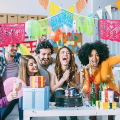 2 Packs Mexican Party Decoration 18 Feet Plastic Papel Picado Fiesta Banner Cin