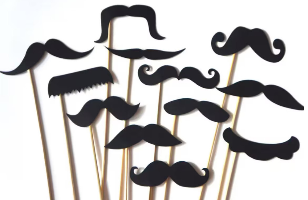 Set of 12 BLACK Mustaches on a stick – Photobooth Props Party Props
