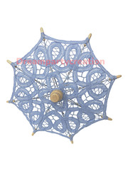 ANTIQUE BLUE Battenburg Lace Parasol 8″ inch Diameter Small Table Decor