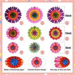 Outus Flower Hanging Decorations Summer Paper Fans Classroom Multi Color
