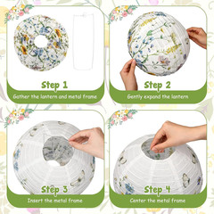 8 Pcs Wildflower Paper Lanterns Party Decorations Watercolor Floral Hanging Lant