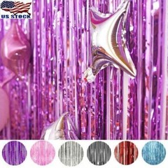 2/3/5 Pcs Metallic Tinsel Foil Fringe Curtain Photo Booth Party Wedding Backdrop