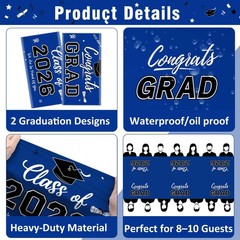 Graduation Decorations 2026, Class of 2026 Graduation Tablecloth, 2 Pack Disposa