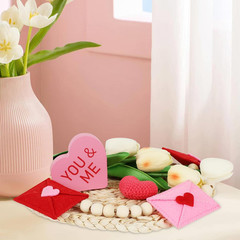 DAZONGE Retro Valentines Day Decor, Felt Envelope Wood Bead Valentines Garland B