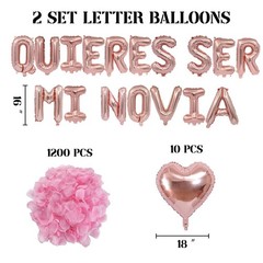 2 Set Rose Gold QUIERES SER MI NOVIA Balloons – 1200pcs Rose Gold Artificial …