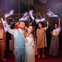 Simgoing 24 Pcs Lighted Wedding Wands LED Tinsel Light up Purple