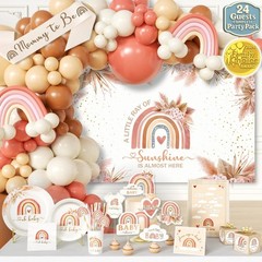 408 PC Boho Baby Shower Set – Backdrop, Balloon Arch, Plates, Napkins & More!