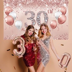 Trgowaul 30th Birthday Decorations Party Set for Women, Rose Gold Pink