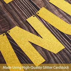 TaoBary 112 Pcs DIY Letter Kit Glitter Customizable Banner 5 inches, Gold