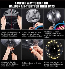 LED Balloons 10 Pack, Light Up Balloons 20 Inches Clear Helium Bobo Balloon, …
