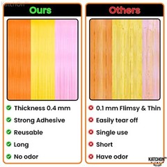 Katchon Orange Pink and Yellow Fringe Backdrop – 3.25×8 Feet, Pack of 3 Easter