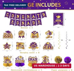 2026 Graduation Decorations Kit – Purple and Gold Class of 2026 Party Decor w…