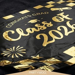 Graduation Decorations Class of 2026 Black Gold White 40pcs Grad Party Suppli…
