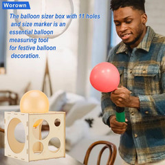 11 Holes Collapsible Wood Balloon Sizer Box Cube, Balloons Size Measurement Tool