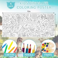 Dinosaur Giant Coloring Poster for Kids 30×72 Inch, Dinosaur Large Coloring P…