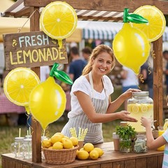 Lemon Foil Balloons Summer lemonade Set with Leaves for Amalfi Coast Wedding …
