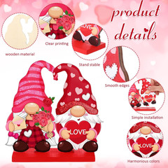 Valentine‘S Day Decorations Flower Gnomes Heart Truck Wooden Signs Tabletop 6Pcs