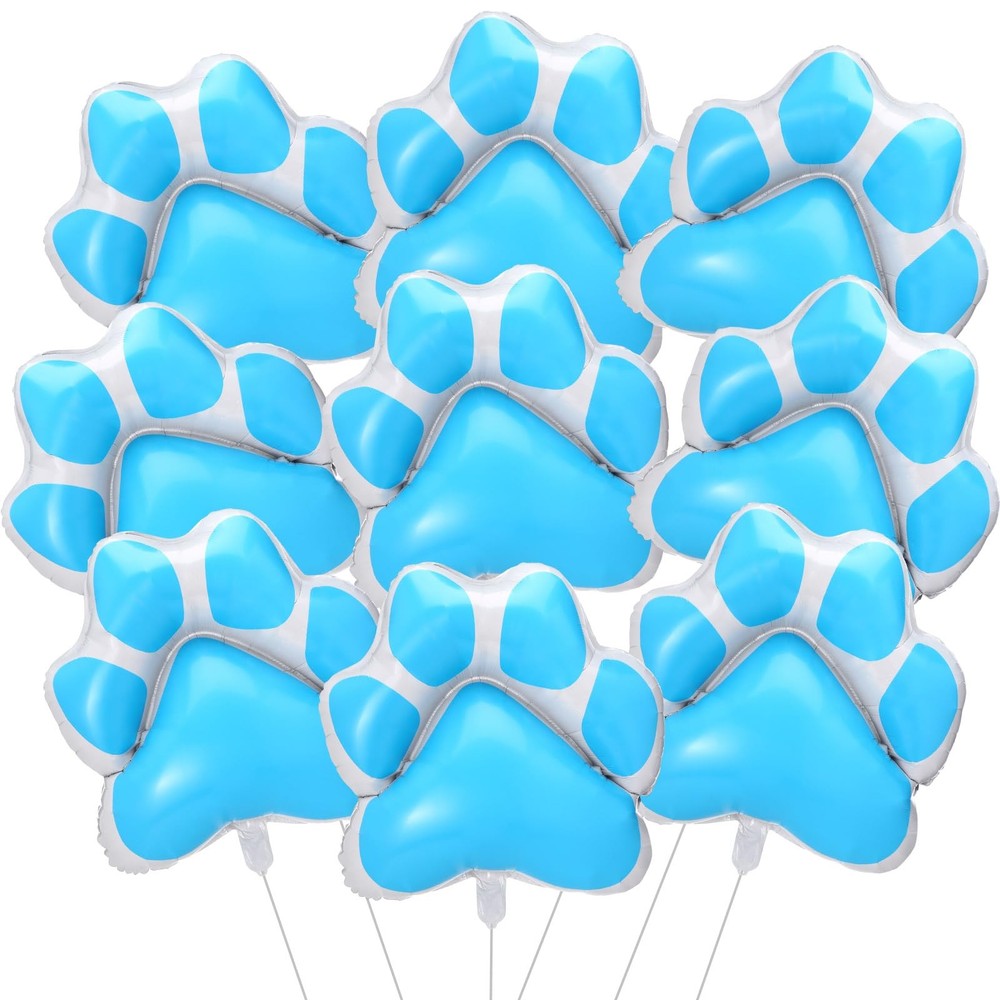 9 Pcs 28 x 26 Inch Light Blue Dog Paw Balloons Paw Print Foil Balloons Large …