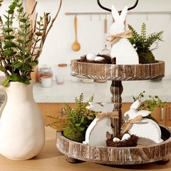 Easter Decorations 3 Pcs Rustic Bunny Wooden Table Centerpiece Signs White, F…