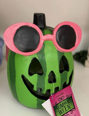 Summerween Watermelon Pumpkin with LED Light Lantern Halloween Pink Sunglasses