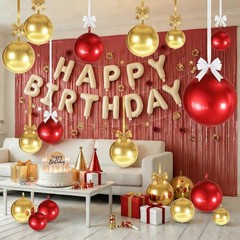 Red Gold Round Foil Balloons, 16PCS Different Sizes 4D Metallic Balloon Large…