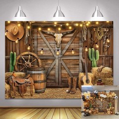 Western Cowboy Backdrop 7x5ft Banner Rustic Wooden Barn House Photography Bac…