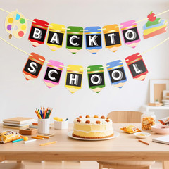 Pre-Strung Back to School Banner – First Day of School Banner, Colorful Back to